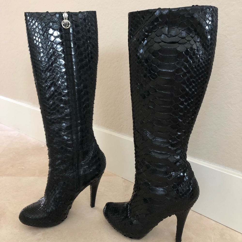 Massimo Dogana Genuine Black Python Boots